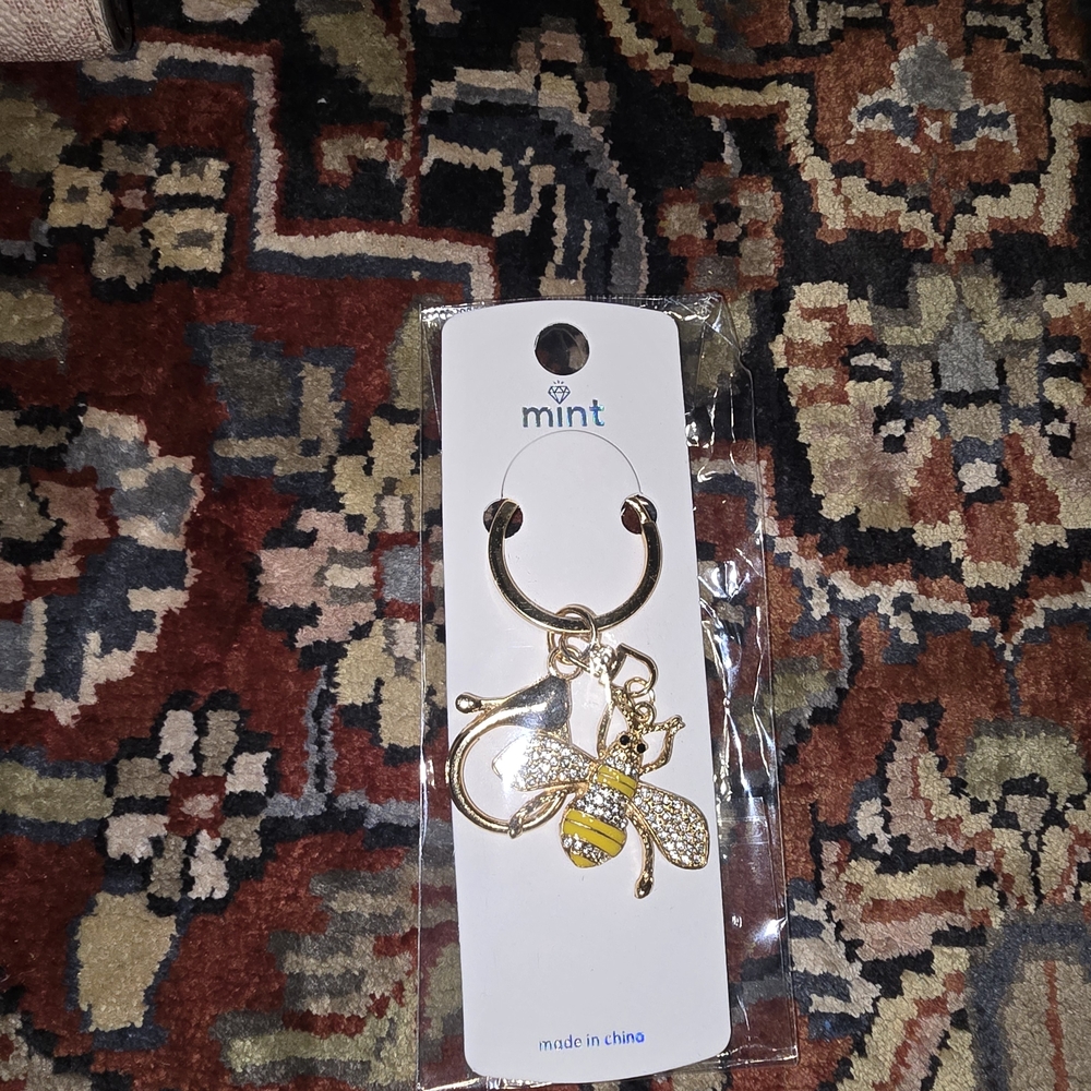 Gold and Yellow Bee Keychain Or Bag Charm
